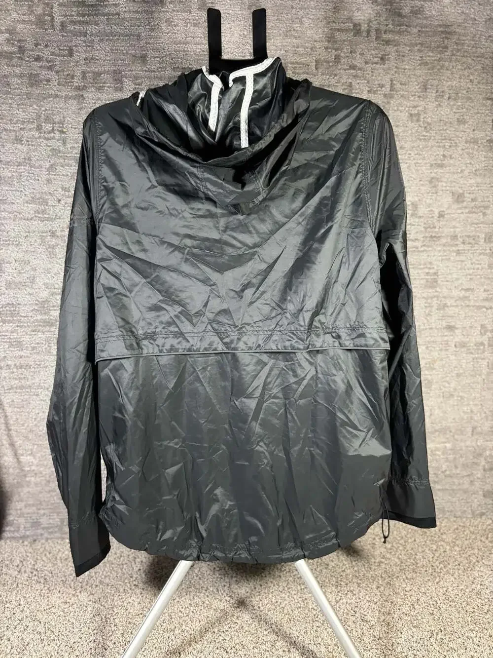 Adidas Essentials Black Lightweight Hooded Windbreaker Jacket